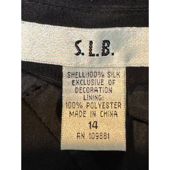 S.L.B. · Size 14 · Silk · Embroidered Cocktail Novelty Pants High Waist · Black - Picture 8 of 9